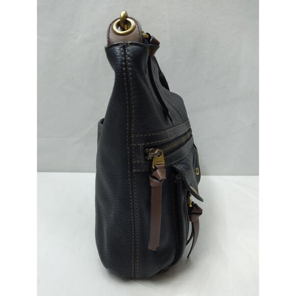 Fossil Black Leather Zipper Pockets Crossbody Bag - Picture 5 of 16